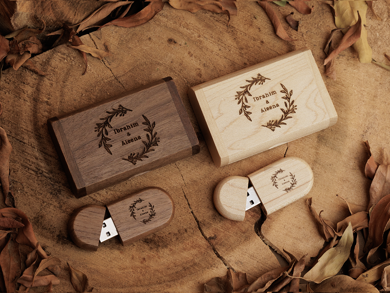 Personalised Wooden USB Box Gift